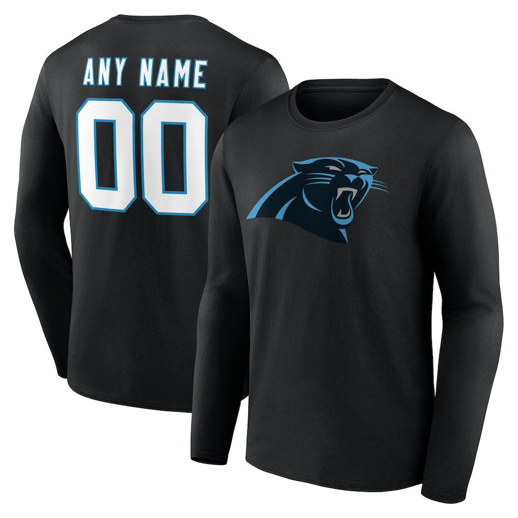 Carolina Panthers Team Authentic Personalized Name & Number Long Sleeve T-Shirt - Black sale