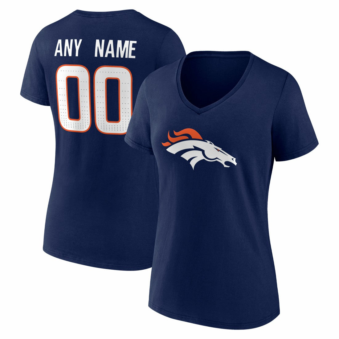Denver Broncos Women's Team Authentic Personalized Name & Number V-Neck T-Shirt - Navy outlet