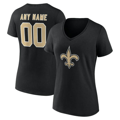 New Orleans Saints Women's Team Authentic Personalized Name & Number V-Neck T-Shirt - Black discount