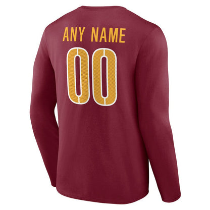 Washington Commanders Team Authentic Personalized Name & Number Long Sleeve T-Shirt - Burgundy sale
