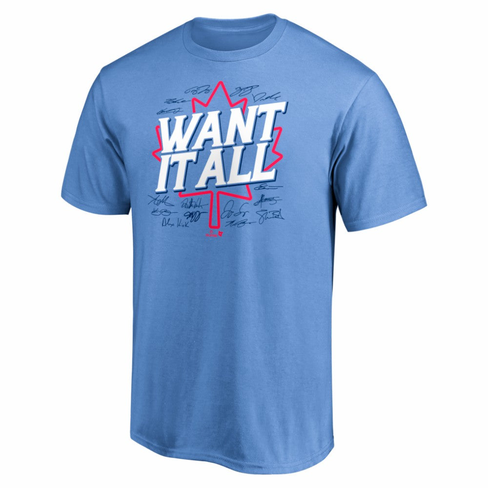 Toronto Blue Jays BreakingT Unisex Want It All T-Shirt - Powder Blue