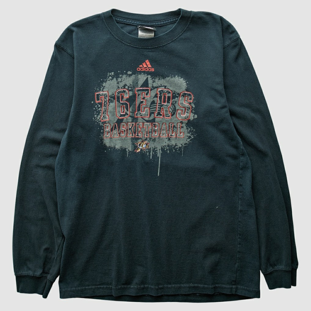 Philadelphia 76ers 2000s Long Sleeve T-shirt - Black Vintage | Adidas discount