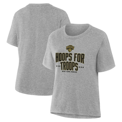 New York Knicks Women's Hoops For Troops T-Shirt - Gray outlet