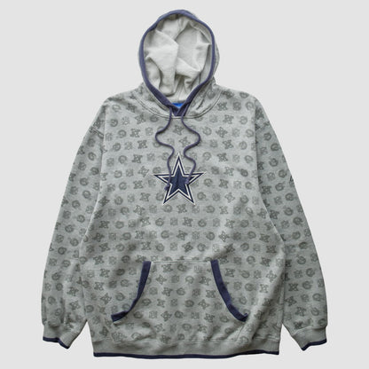 Denver Broncos Reebok 2010s Hooded Pullover Sweatshirt - Heather Gray Vintage sale