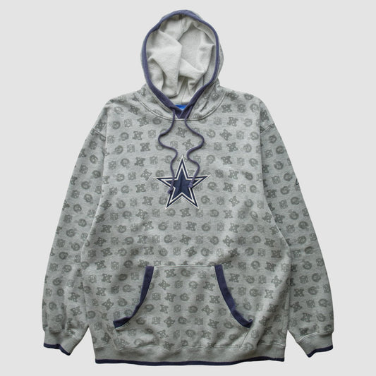 Denver Broncos Reebok 2010s Hooded Pullover Sweatshirt - Heather Gray Vintage sale