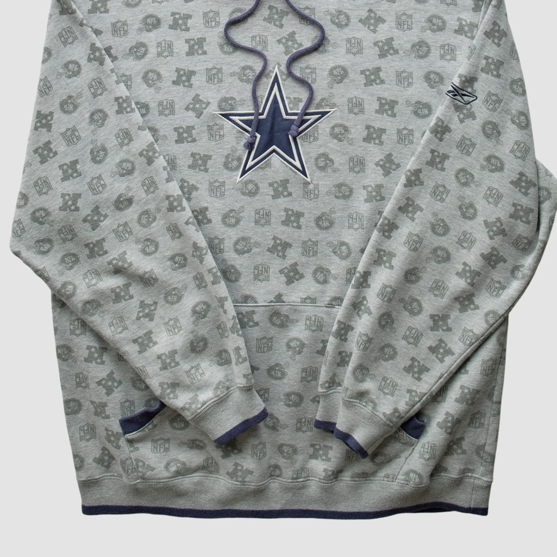 Denver Broncos Reebok 2010s Hooded Pullover Sweatshirt - Heather Gray Vintage sale