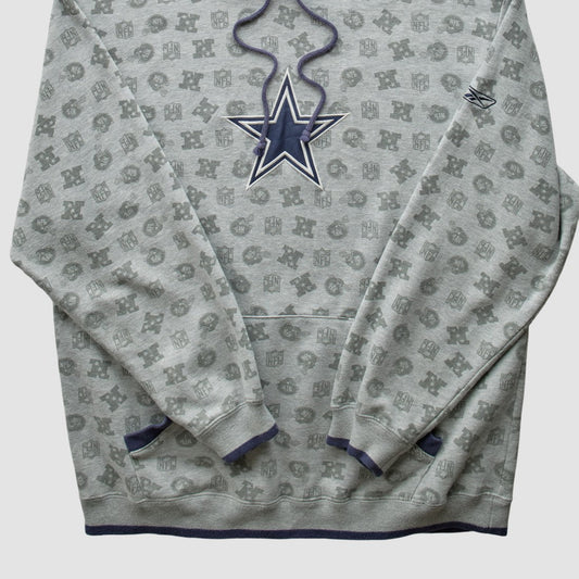 Denver Broncos Reebok 2010s Hooded Pullover Sweatshirt - Heather Gray Vintage sale