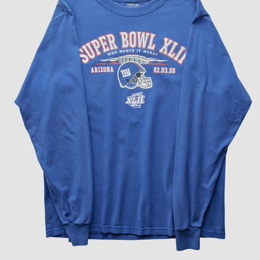 New York Giants Reebok 2008 Long Sleeve T-shirt - Blue Vintage sale