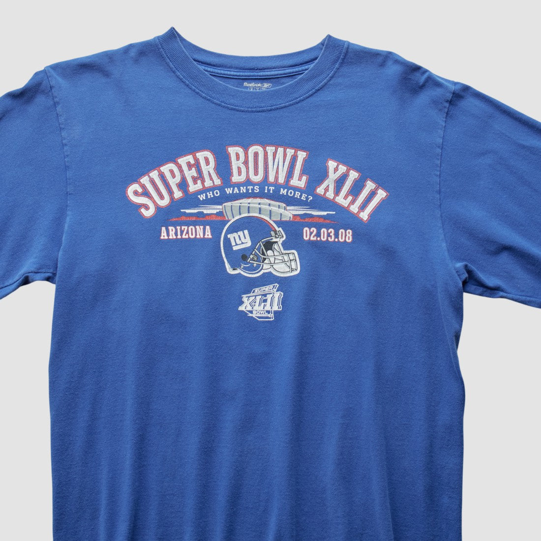 New York Giants Reebok 2008 Long Sleeve T-shirt - Blue Vintage sale