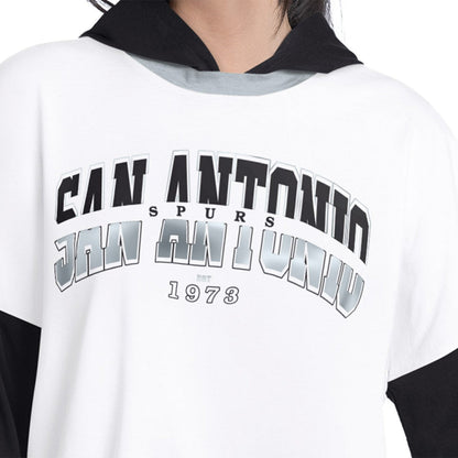 San Antonio Spurs G-III 4Her by Carl Banks Women's Key Player Oversized Hooded Long Sleeve T-Shirt - White/Black cheap
