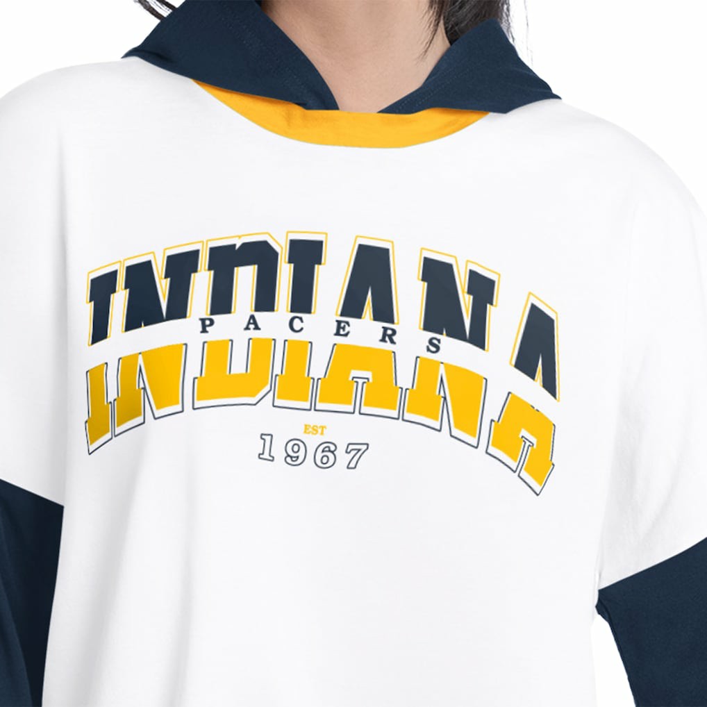 Indiana Pacers G-III 4Her by Carl Banks Women's Key Player Oversized Hooded Long Sleeve T-Shirt - White/Navy shop