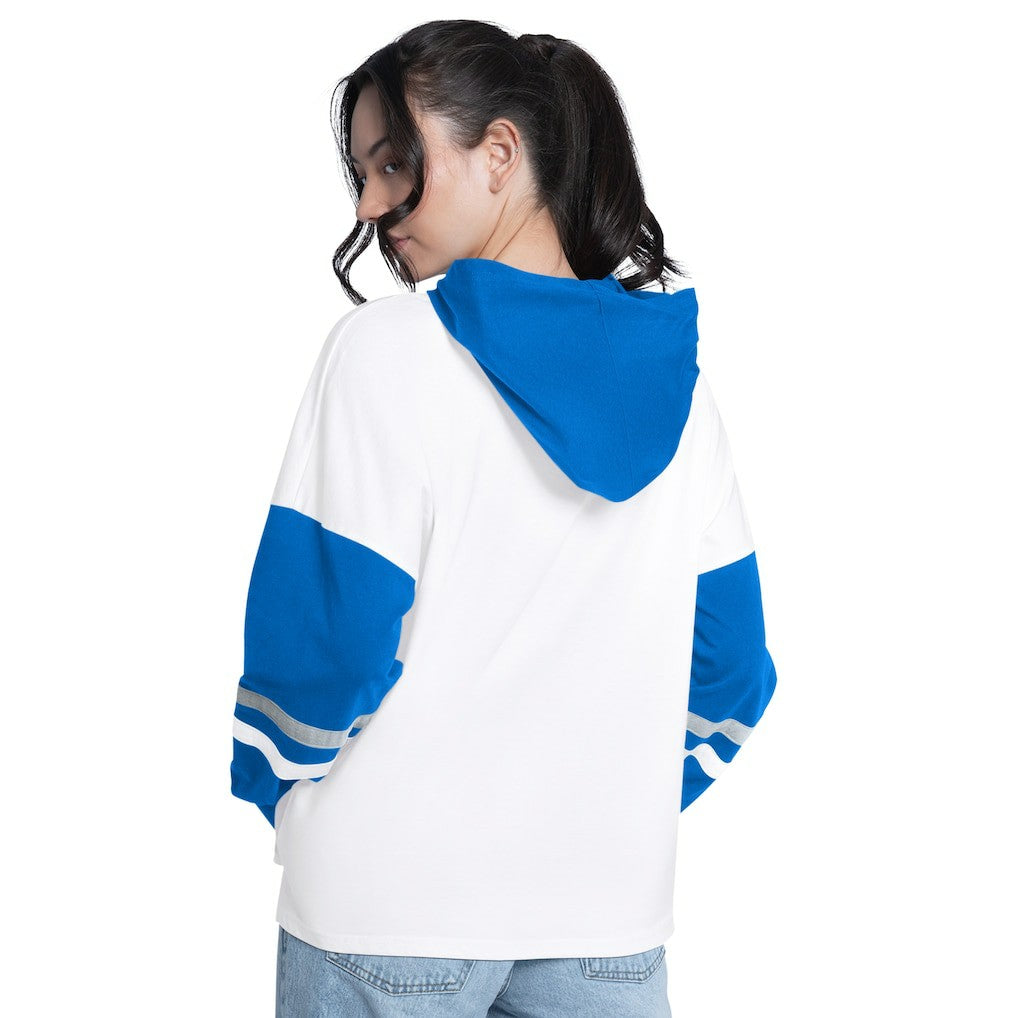 Dallas Mavericks G-III 4Her by Carl Banks Women's Key Player Oversized Hooded Long Sleeve T-Shirt sale - White/Royal on sale