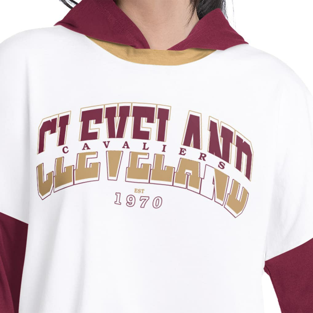 Cleveland Cavaliers G-III 4Her by Carl Banks Women's Key Player Oversized Hooded Long Sleeve T-Shirt sale - White/Wine on sale