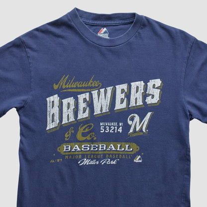 Milwaukee Brewers Majestic 2010s T-shirt - Navy Vintage