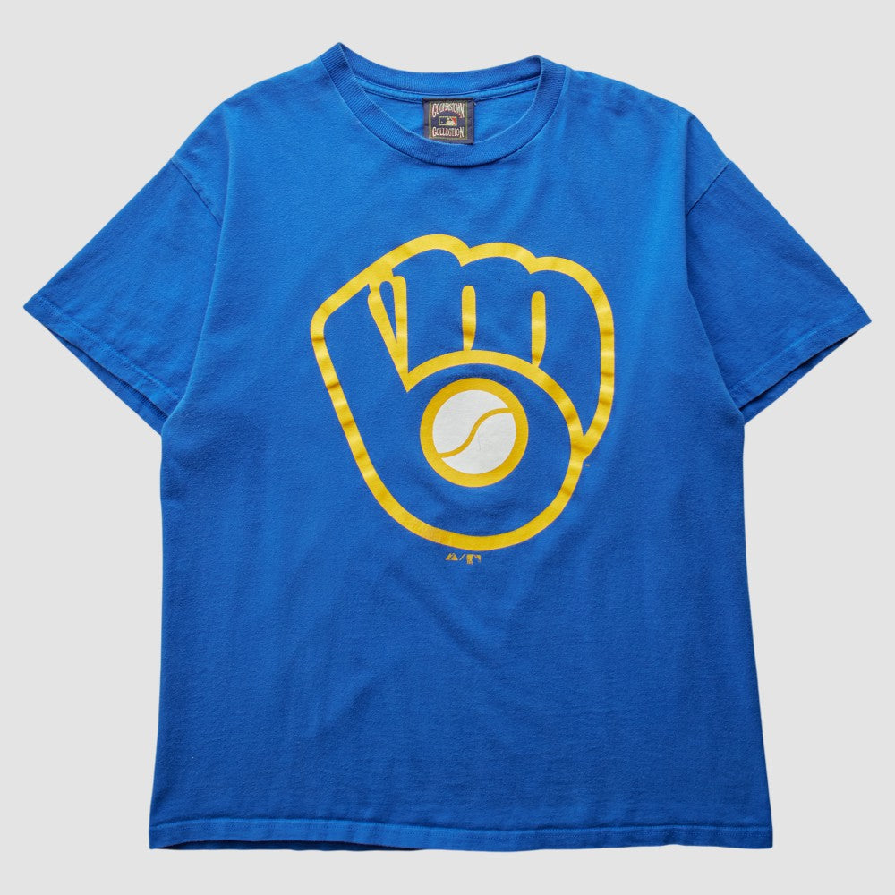 Milwaukee Brewers Majestic 2000s T-shirt - Blue Vintage