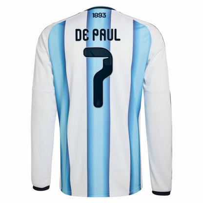 Rodrigo De Paul Argentina National Team 2026 Home Replica Long Sleeve Jersey - White | Adidas online