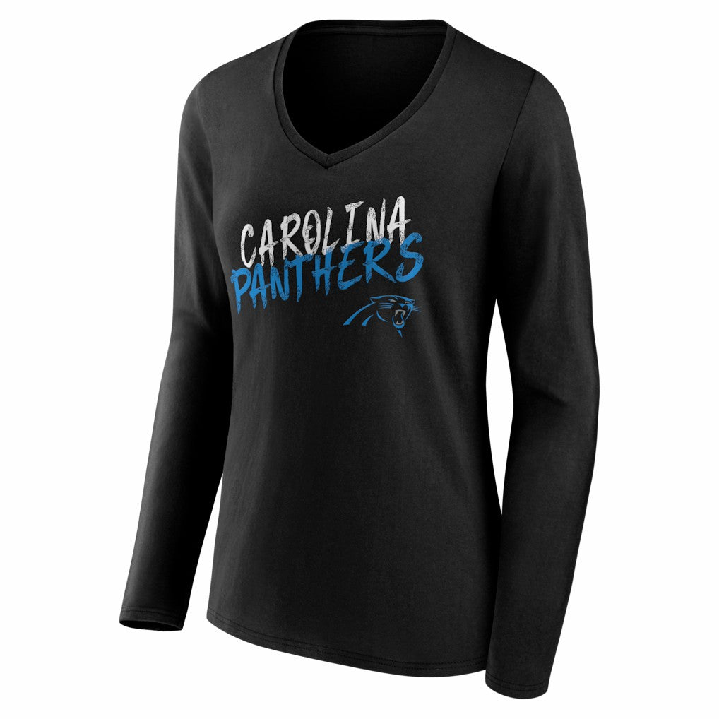 Carolina Panthers Women's Hustle Long Sleeve V-Neck T-Shirt - Black cheap