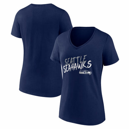 Seattle Seahawks Women's Hustle V-Neck T-Shirt - College Navy sale