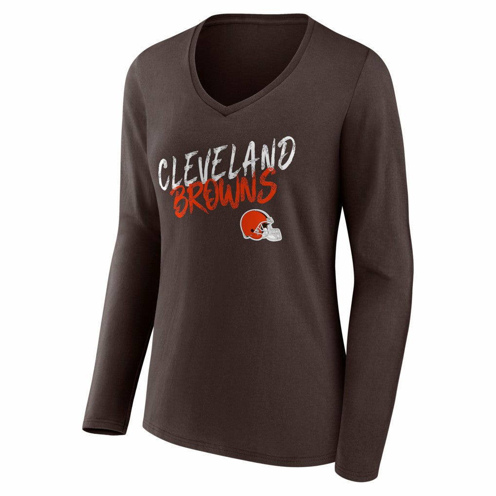 Cleveland Browns Women's Hustle Long Sleeve V-Neck T-Shirt - Brown sale