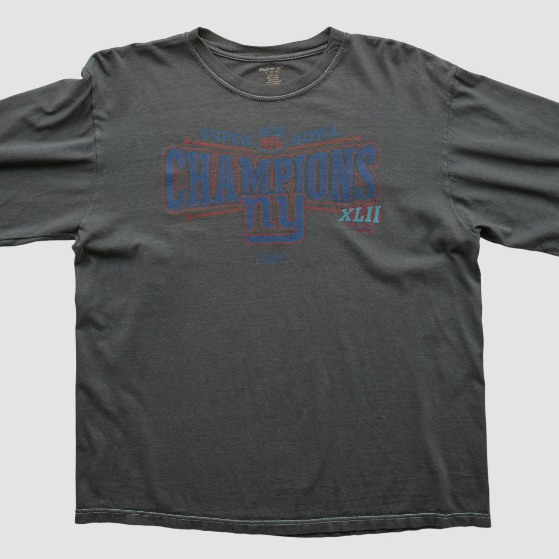 New York Giants Reebok 2008 Long Sleeve T-shirt - Charcoal Vintage outlet