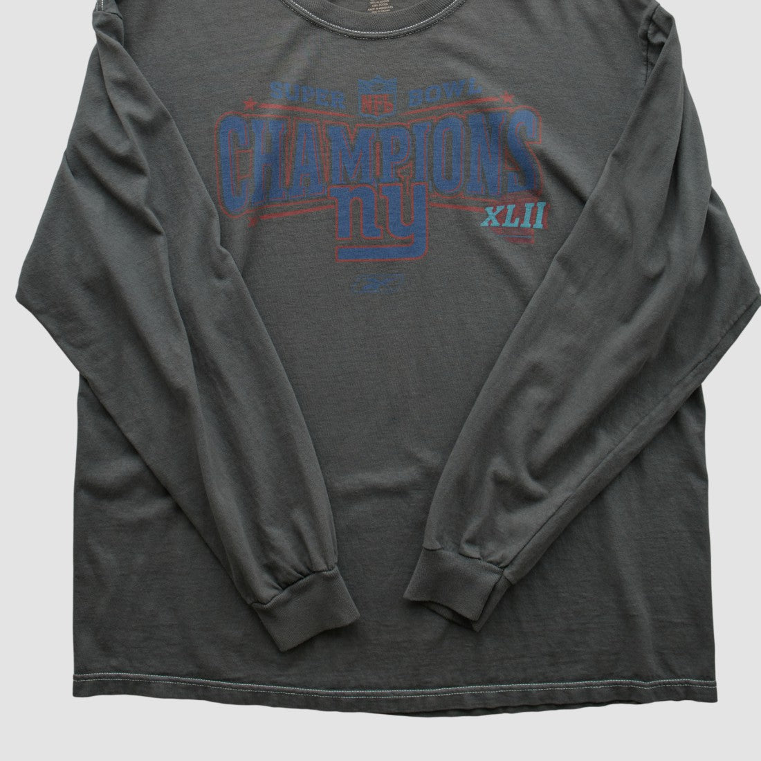 New York Giants Reebok 2008 Long Sleeve T-shirt - Charcoal Vintage outlet