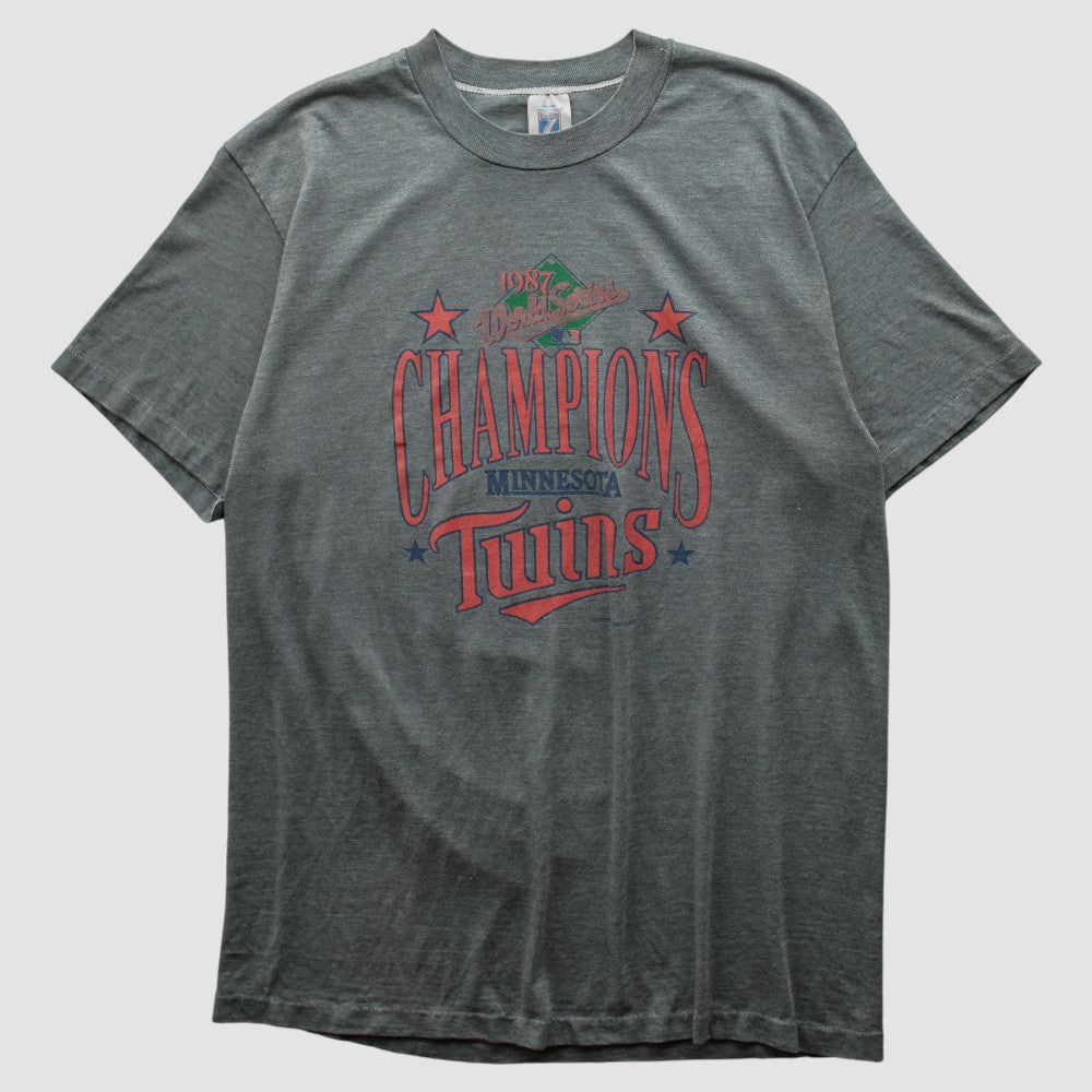 Minnesota Twins Logo 7 1987 T-shirt - Dark Heather Gray Vintage