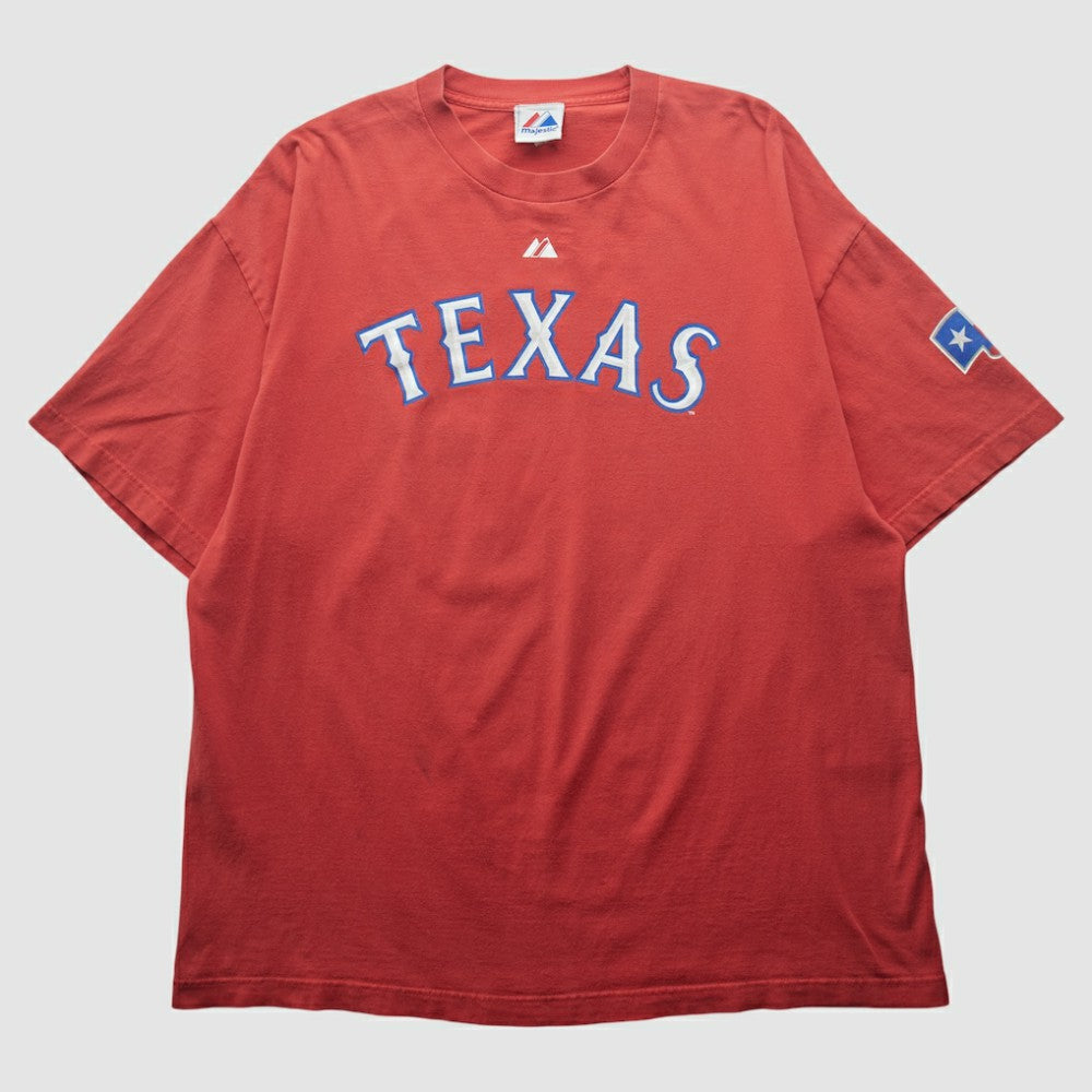 Texas Rangers Majestic 2000s T-shirt - Red Vintage