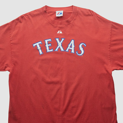 Texas Rangers Majestic 2000s T-shirt - Red Vintage