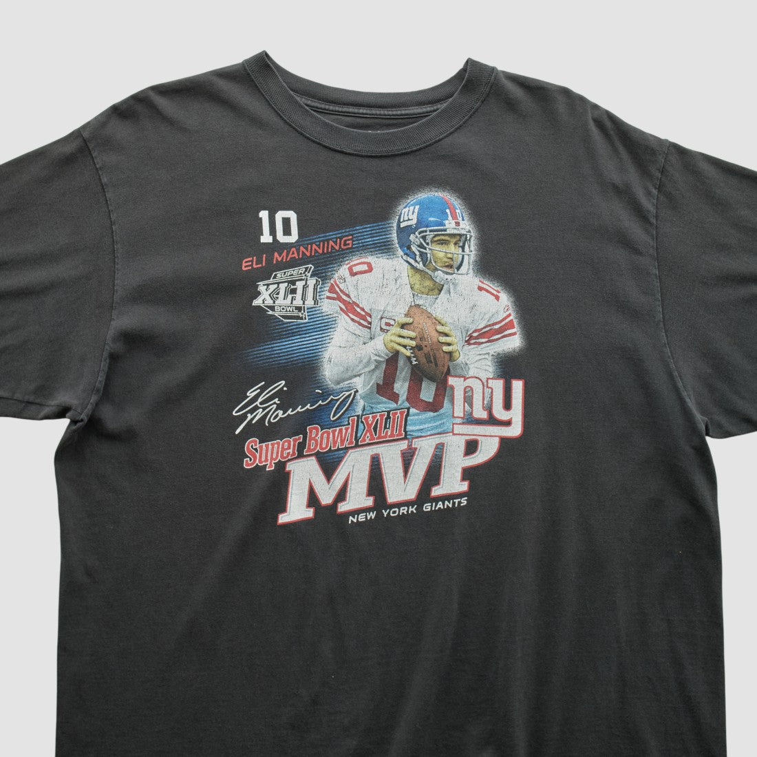 Superbowl XLII MVP Reebok 2008 T-shirt - Black Vintage for sale