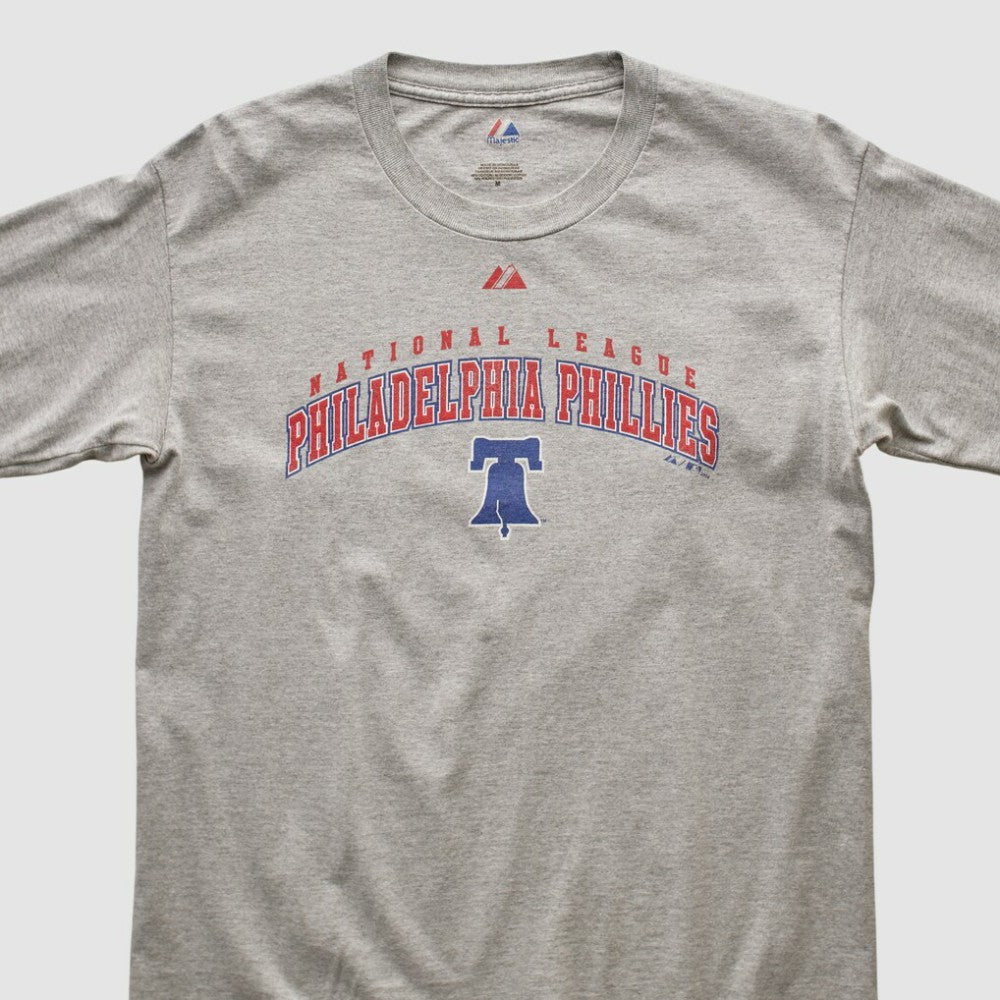 Philadelphia Phillies Majestic 2000s Long Sleeve T-shirt - Heather Gray Vintage