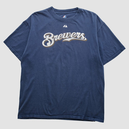 Milwaukee Brewers Majestic 2000s T-shirt - Navy Vintage