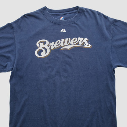 Milwaukee Brewers Majestic 2000s T-shirt - Navy Vintage