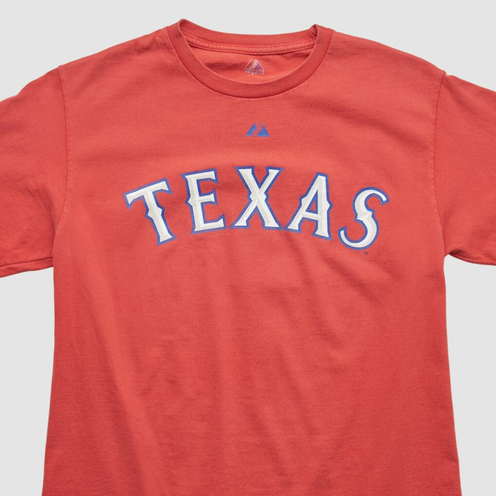 Texas Rangers Majestic 2000s T-shirt - Red Vintage