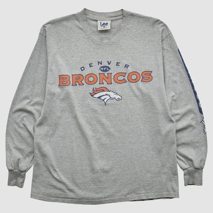 Denver Broncos Lee Apparel 2000s Long Sleeve T-shirt - Heather Gray Vintage discount