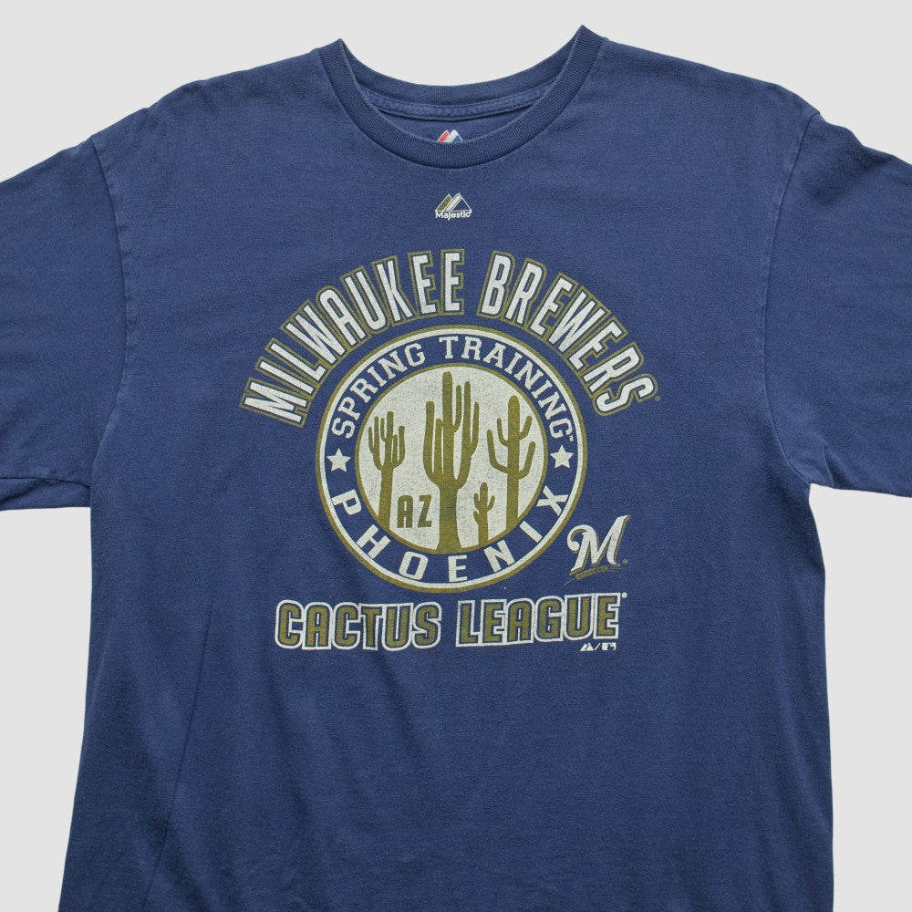Milwaukee Brewers Majestic 2000s T-shirt - Navy Vintage