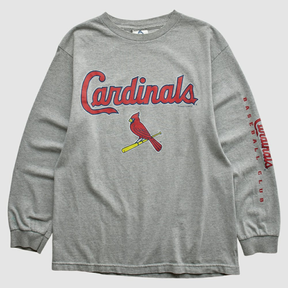 St. Louis Cardinals 2000s Long Sleeve T-shirt - Heather Gray Vintage