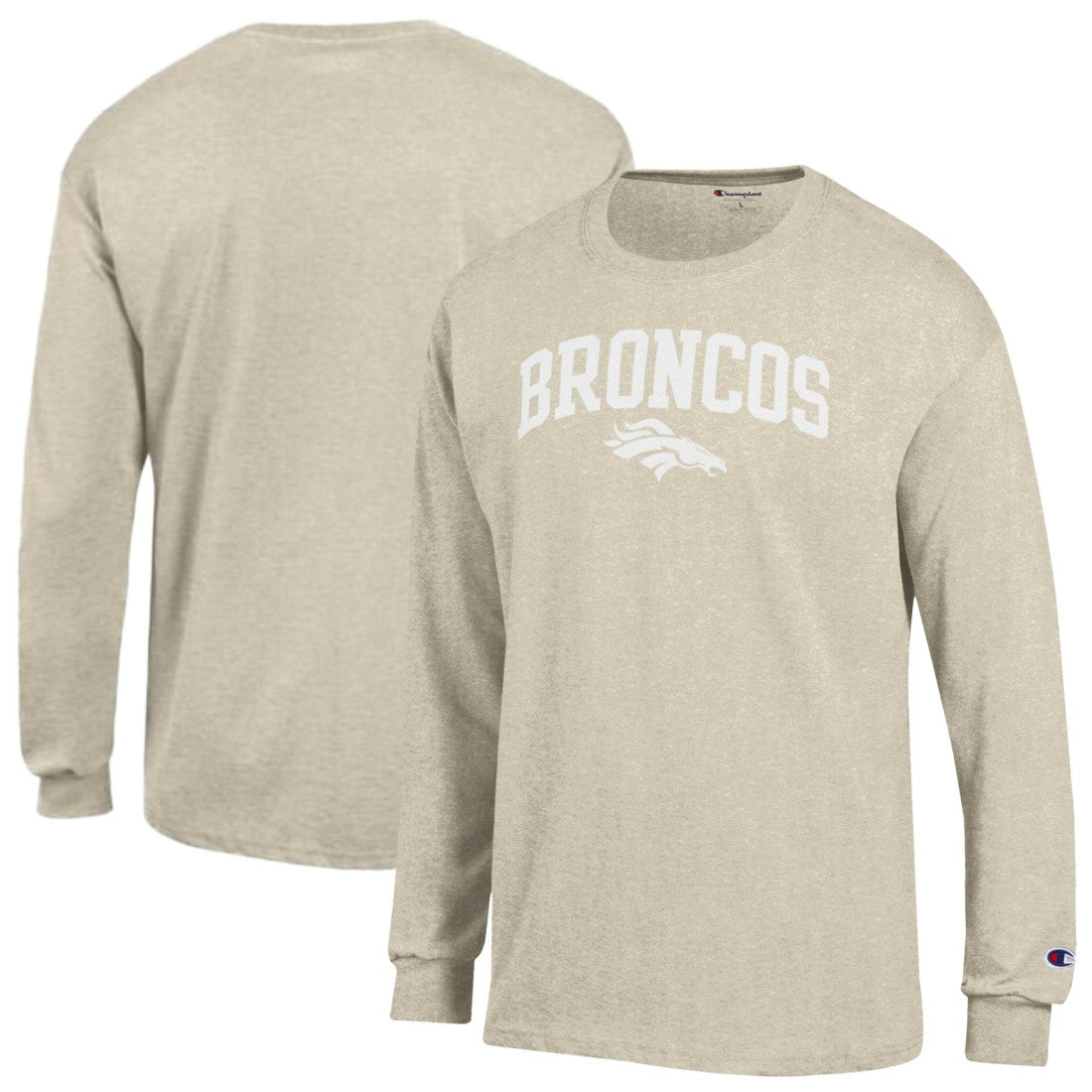 Denver Broncos Champion White Ink Jersey Long Sleeve T-Shirt - Oatmeal outlet