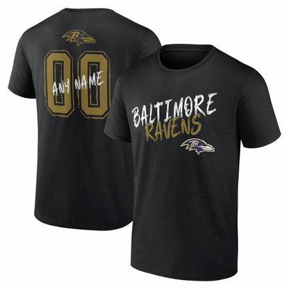 Baltimore Ravens Hustle Personalized Name & Number T-Shirt - Black outlet