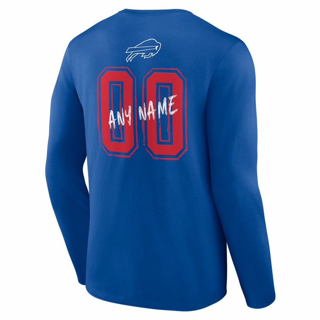 Buffalo Bills Hustle Personalized Name & Number Long Sleeve T-Shirt - Royal on sale