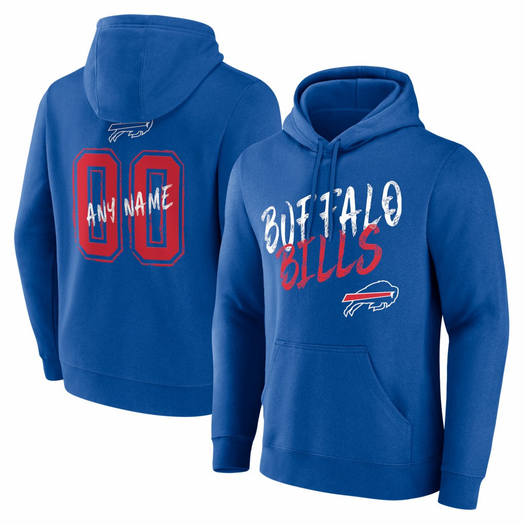 Buffalo Bills Hustle Personalized Name & Number Hoodie - Royal on sale