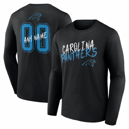 Carolina Panthers Hustle Personalized Name & Number Long Sleeve T-Shirt - Black for sale