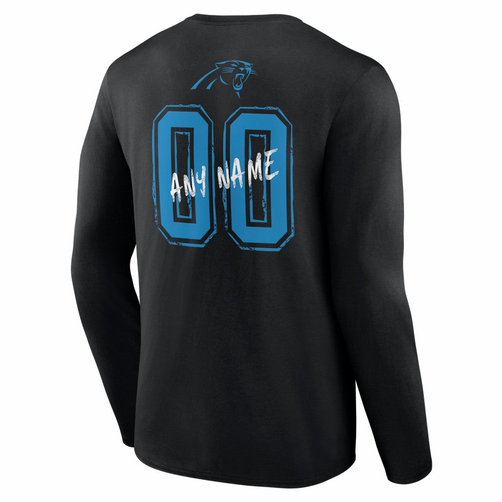 Carolina Panthers Hustle Personalized Name & Number Long Sleeve T-Shirt - Black for sale