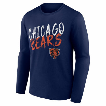 Chicago Bears Hustle Personalized Name & Number Long Sleeve T-Shirt - Navy for sale
