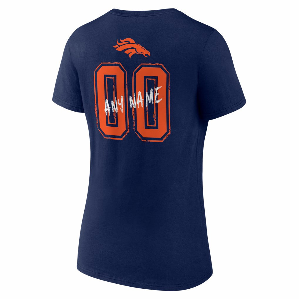 Denver Broncos Women's Hustle Personalized Name & Number V-Neck T-Shirt - Navy outlet