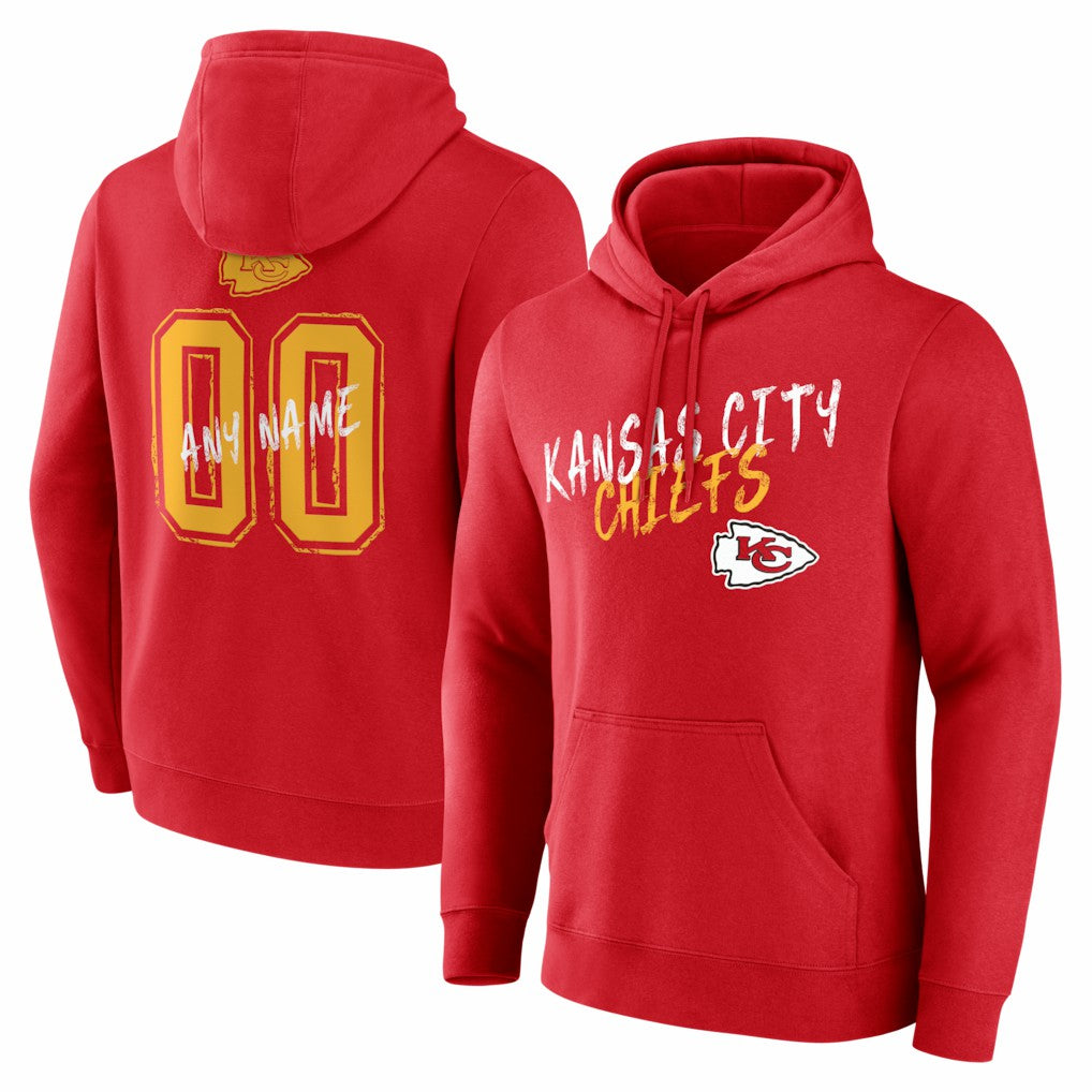 Kansas City Chiefs Hustle Personalized Name & Number Hoodie - Red on sale