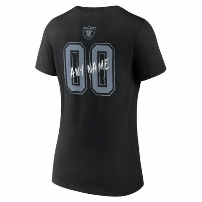 Las Vegas Raiders Women's Hustle Personalized Name & Number V-Neck T-Shirt - Black for sale