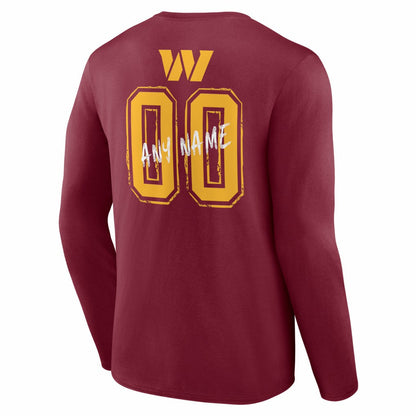 Washington Commanders Hustle Personalized Name & Number Long Sleeve T-Shirt - Burgundy for sale