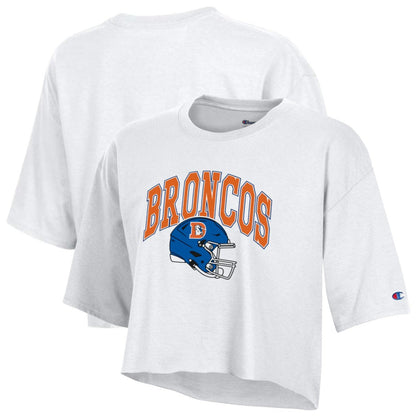 Denver Broncos Champion Women's Boyfriend Cropped T-Shirt - White discount