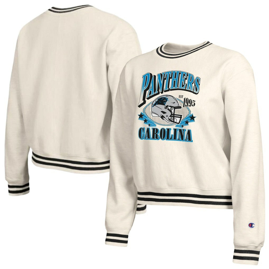 Carolina Panthers Champion Women's Reverse Weave Fleece Sweatshirt - Cream sale