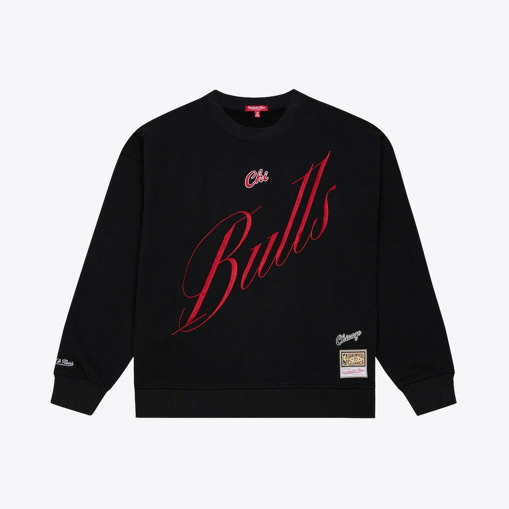 Chicago Bulls Women's Hardwood Classics Script Lightweight Sweatshirt - Black | Mitchell & Ness discount